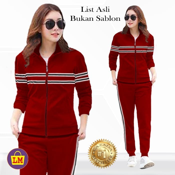 One Set Seragam Ibu2 Terbaru 2025 Srtel Setelan Senam Olahraga 1Set Baju Clana Setelan Baju Olahraga