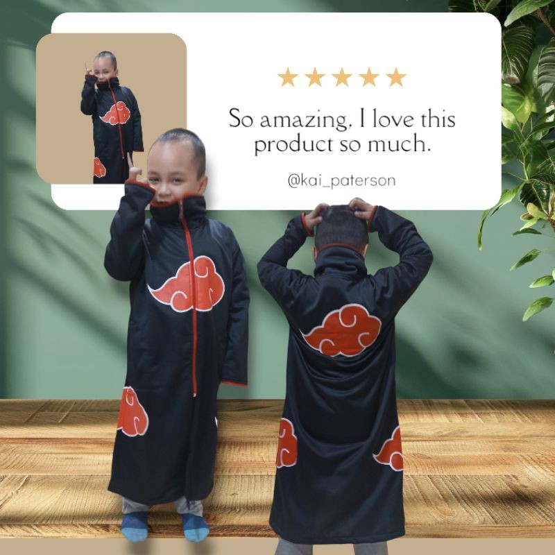 RB223 jubah Akatsuki kids /jubah Akatsuki anak long