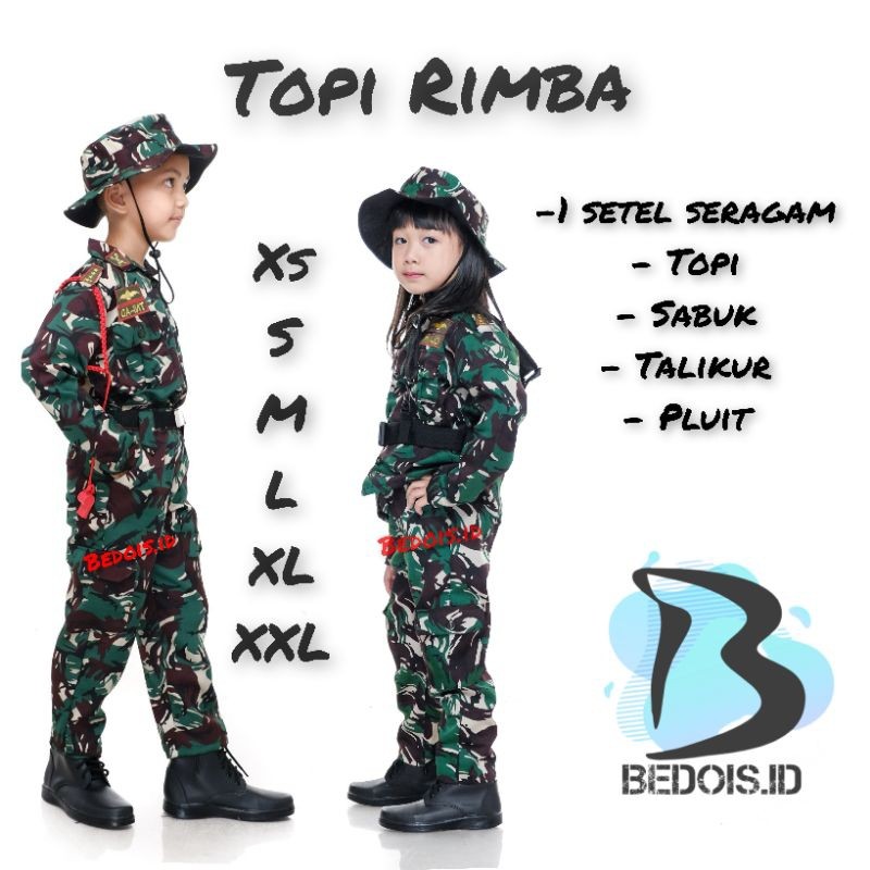 RB223 Seragam TNI anak / Seragam profesi anak PDL TNI / Seragam Tentara Anak