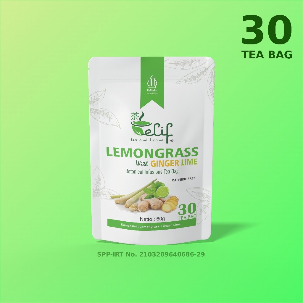 

ELIF TEA AND TISANE Teh Serai Jahe Jeruk Nipis Lemongrass Ginger Lime Tea 30 Tea Bag