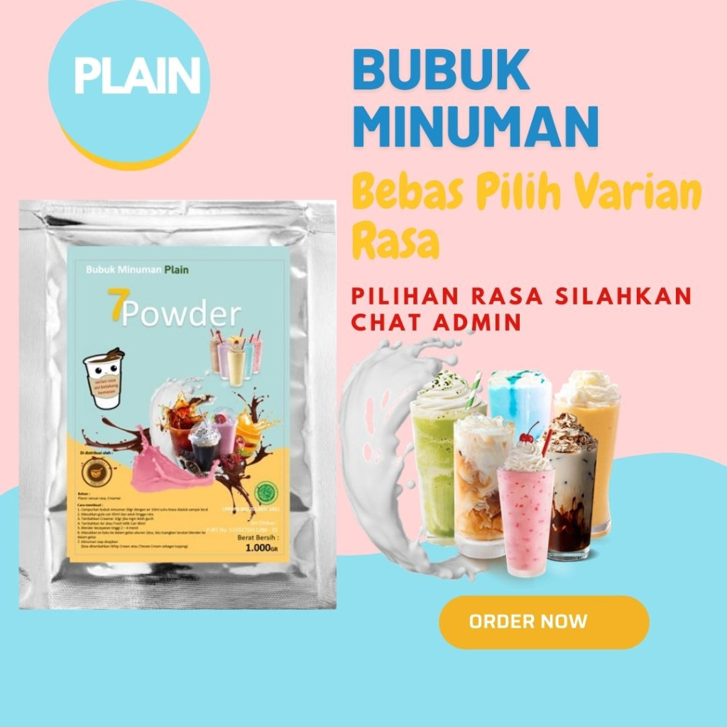 

PLAIN BUBUK MINUMAN ANEKA RASA 1KG - SERBUK MINUMAN PLAIN ANEKA RASA - POWDER DRINK 1KG TANPA GULA