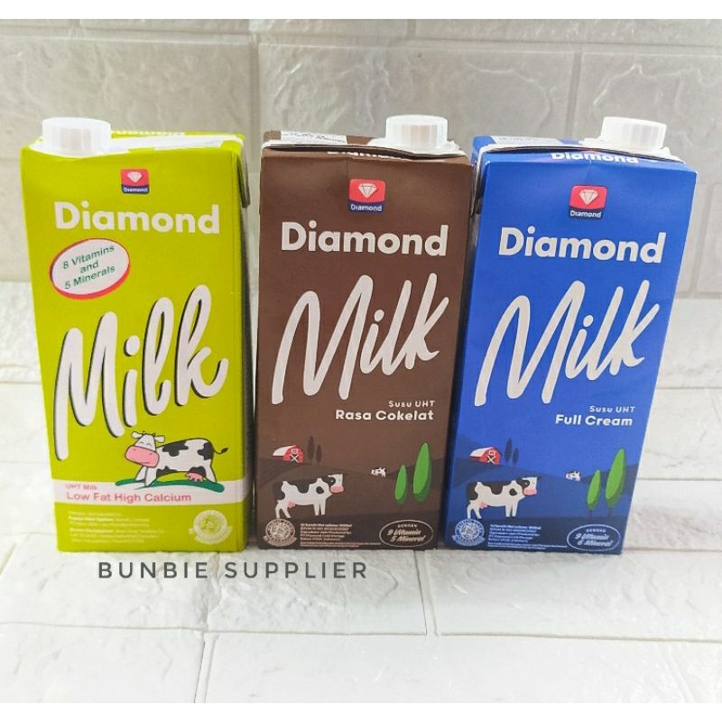 

Susu UHT Diamond Milk 1 Liter (6 pcs) Setengah Karton UHT Diamond Full Cream , Coklat , Lowfat
