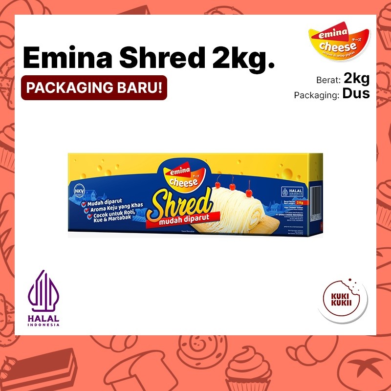 

Keju Emina Shred 2kg Keju Cheddar Emina Shred Cheese 2 kg