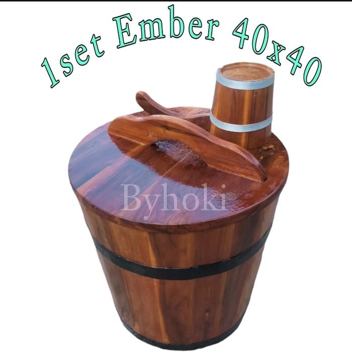 Bak mandi kayu jati T50x50 / Ember T50 Free gayung