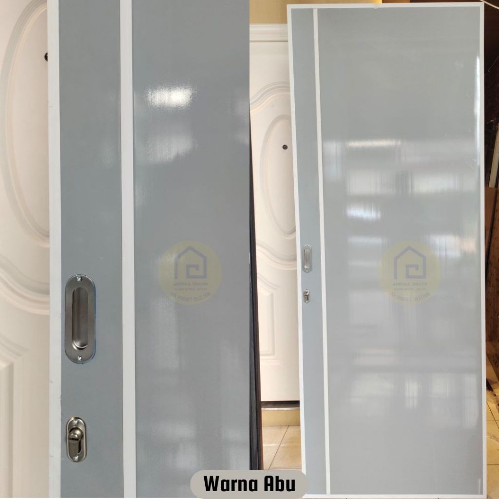Pintu Geser Sliding PVC Rumah Kamar Mandi / WC Estetik Aesthetic Minimalis Anti Rayap