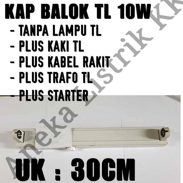 Kap Balok 10W Rumah Box Lampu Neon Tl 10 W Watt + Kaki + Trafo Terlaris