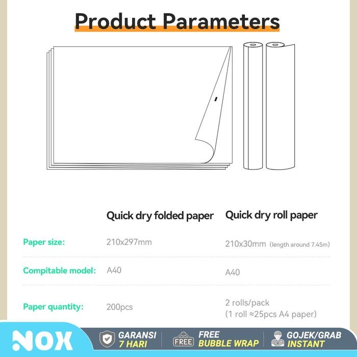 

Terlaris- Peripage Thermal A4 / Hvs Paper Kertas A40 Roll Dan Folded