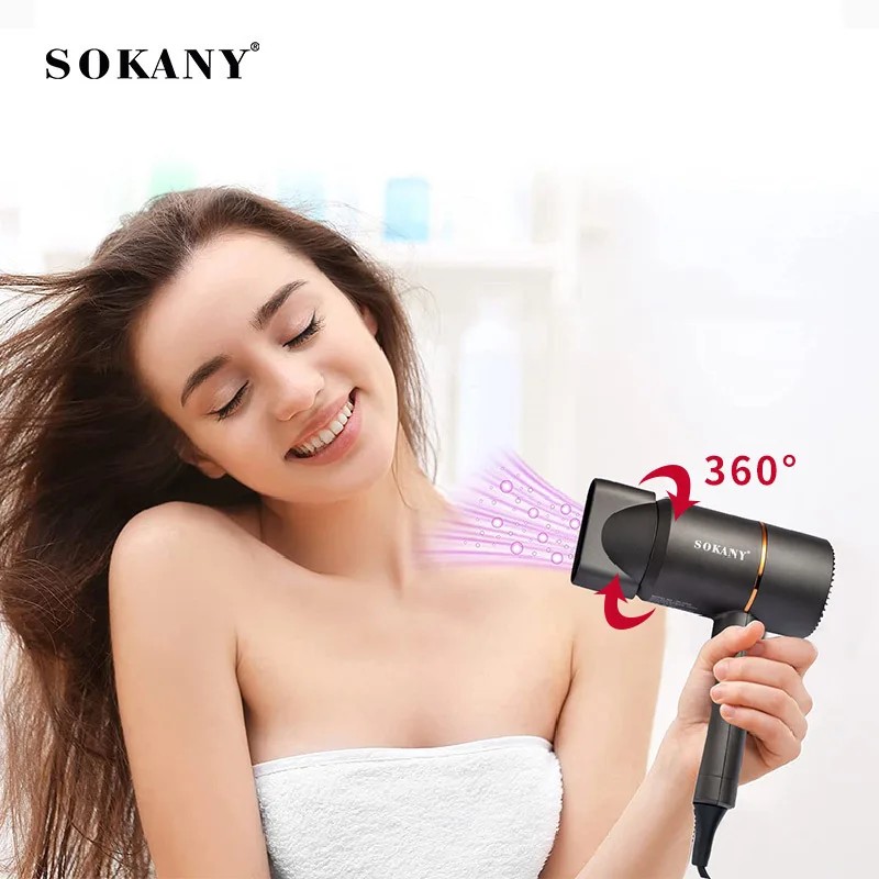 Sokany 2200W Professional Hair Dryer Fast Drying Blow Dryer With Hot Cool Air Settings Suitable For
