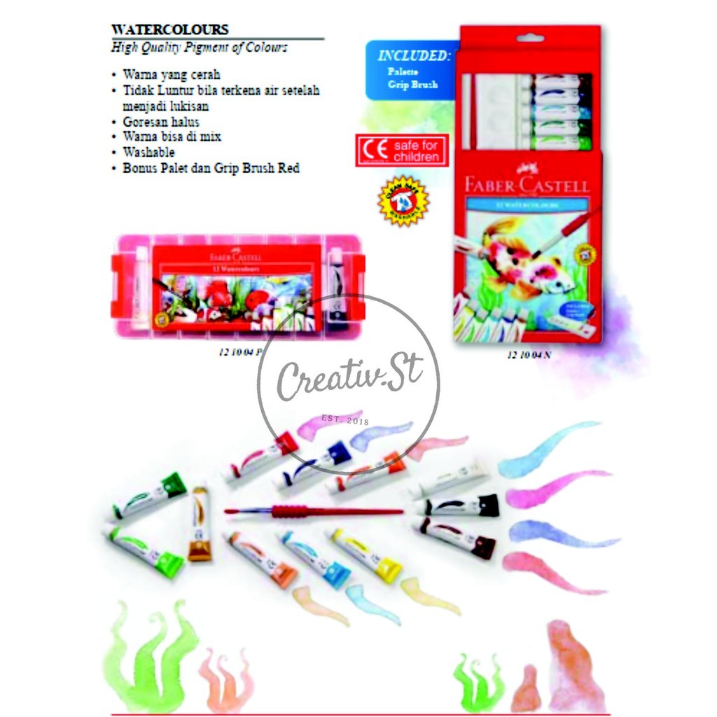 

FABER CASTELL Cat Air Water Color 6 Ml Set (12 Colors) Paint Cat Watercolor