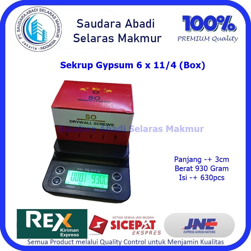 Sekrup Gypsum / Skrup Gypsum 6x11/4 SO (1 Box)