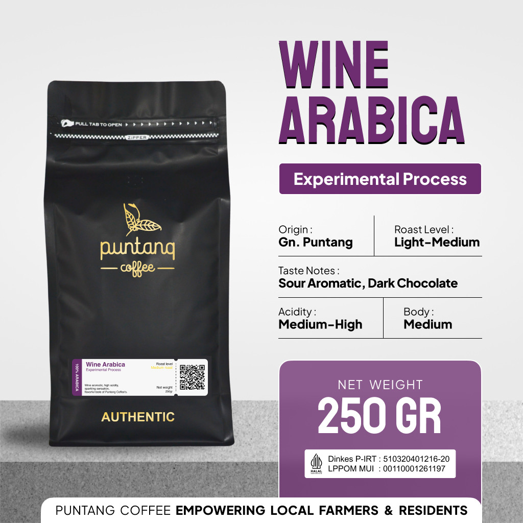 

biji Kopi Arabika puntang Wine Process 250gr