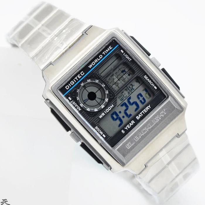 Jam Tangan Pria Digitec Dg-3078T Original - Silver Black