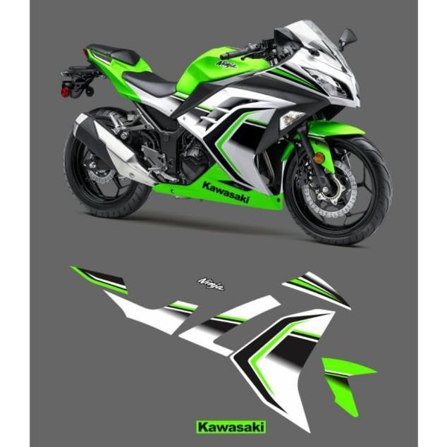 PREMIUM Stiker Striping Ninja 250 fi se List Hijau putih