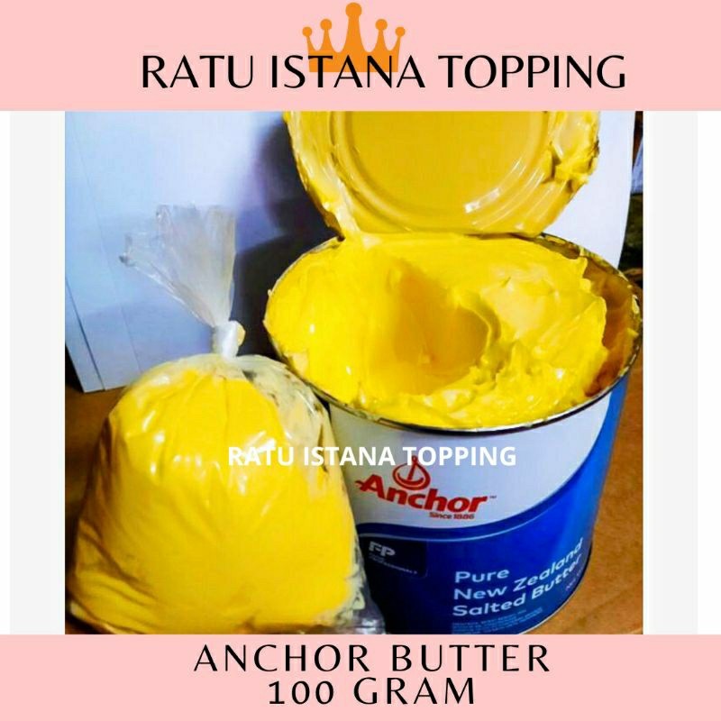 

ANCHOR BUTTER SALTED 100 GRAM REPACK PURE NEW ZEALAND TIN BUTER HALAL