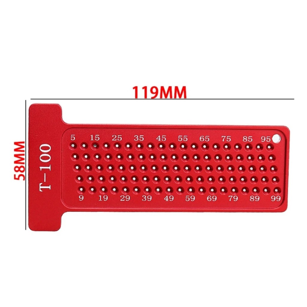 T-100 Metric Aluminum Alloy Pocket Ruler Marking Gauge Carpentry Cross Calibration Ruler Crossed-Out
