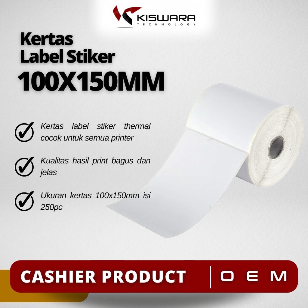 

Kertas Label Stiker Barcode Thermal 100x150mm [250 Pcs] Kiswara Bandung