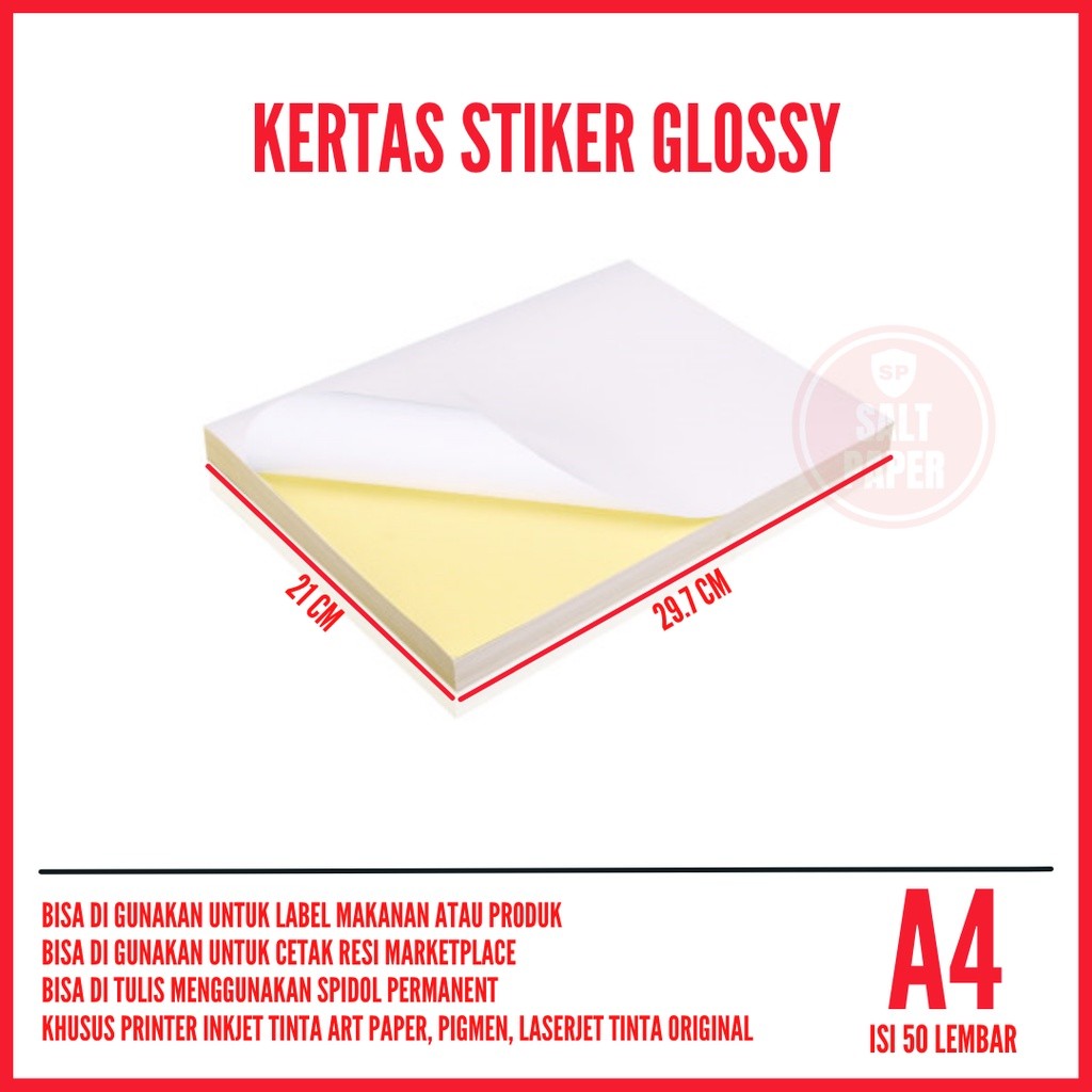 

Kertas Stiker A4 Glossy 50 Lembar / Stiker Glossy A4 / Sticker Glossy A4