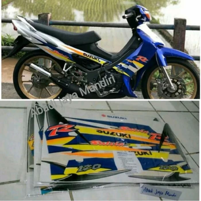 PREMIUM Striping Lis Stiker ori Suzuki Satria R Hiu Biru Putih 2004 Sgp Asli