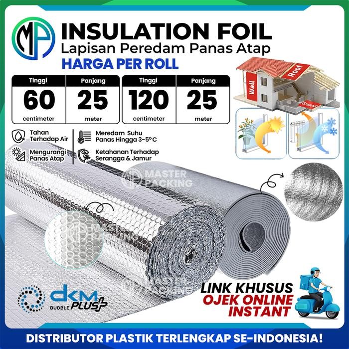 Bubble Insulation Alumunium Foil Roll 25 Meter / Peredam Panas Atap