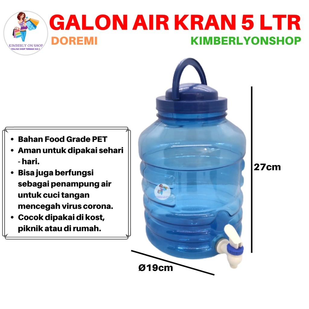 Galon Air Minum Galon Kran Dispenser Mini 5 Liter Doremi