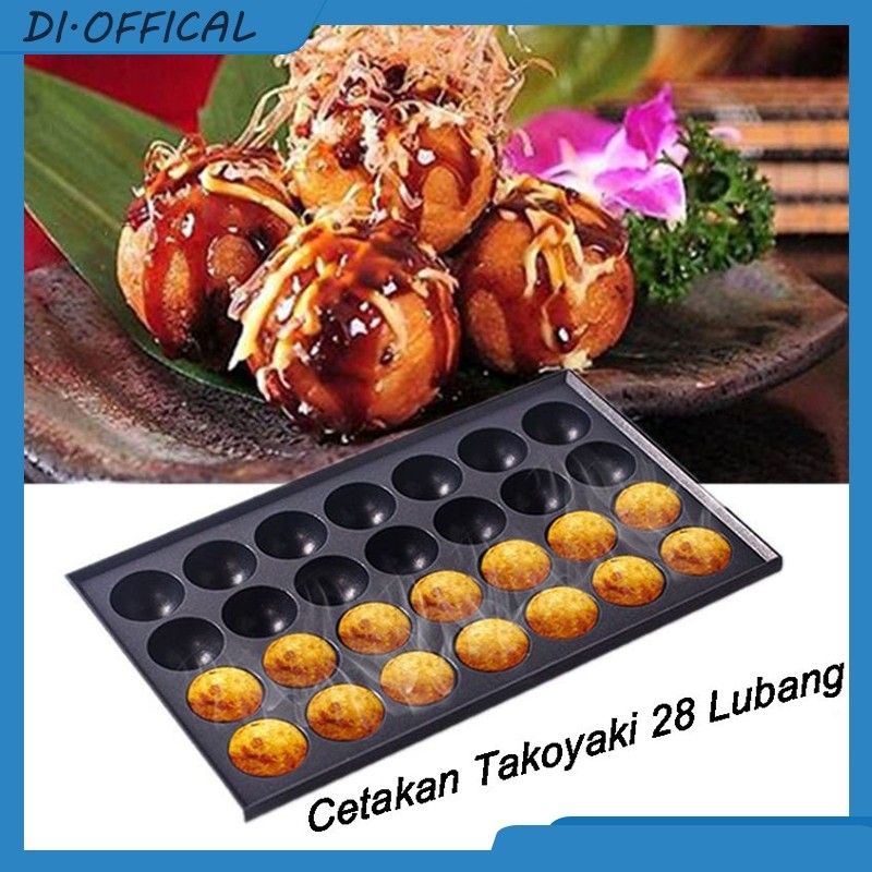 Cetakan Takoyaki Cetakan Takoyaki 28 Lubang No-Stick Baking Tray Cetakan Takoyaki Anti Lengket Kecil
