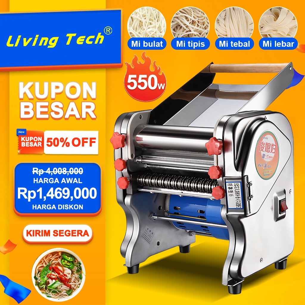 LIVING 550W Mesin Pembuat Mie Elektrik/mesin mie listrik gilingan mie listrik otomatis mesin giling