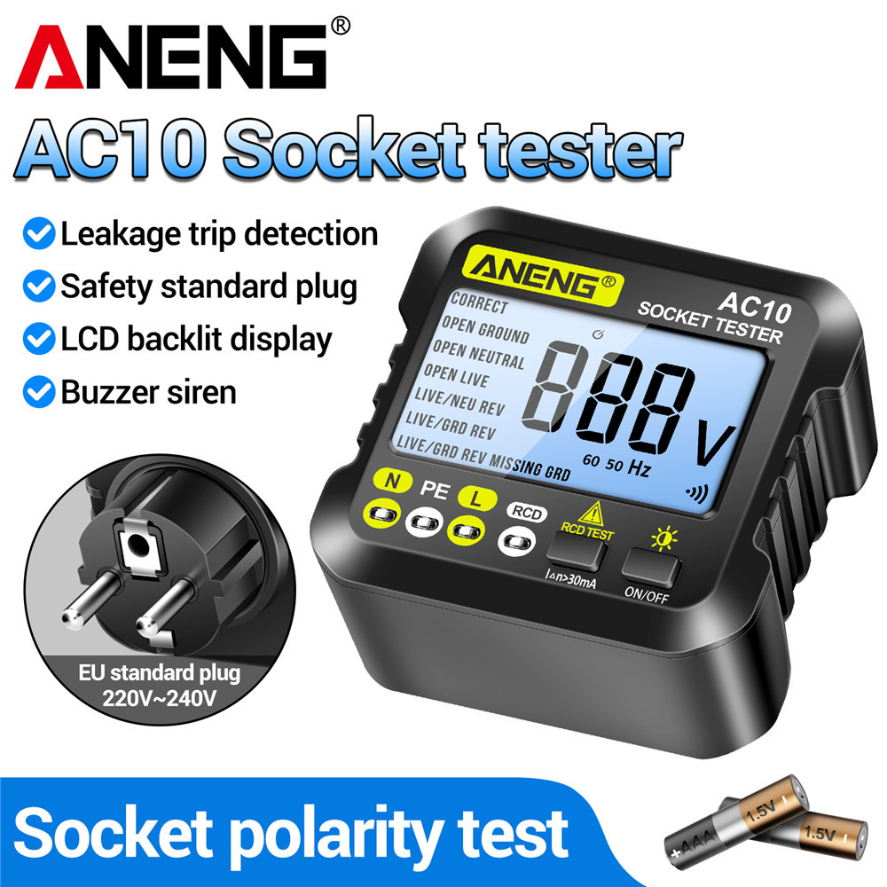 BEST ANENG AC10 Socket Tester Plug Detector Zero Line Plug Polarity Phase Check Phase Detector US/EU