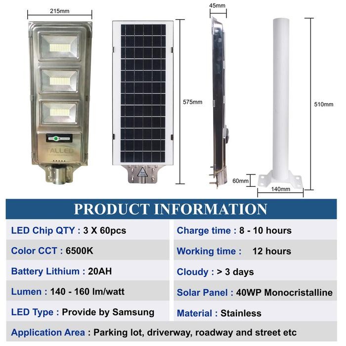 Terpopuler Lampu Jalan 150 Solarcell Tenaga Surya Talled All In 1 Led Samsung Pju