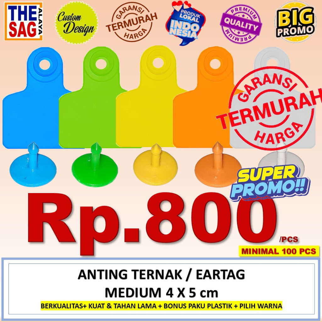 EARTAG 4X5cm BLANK (ISI 100 PCS) ANTING TERNAK kambing domba babi sapi necktag neck tag kalung