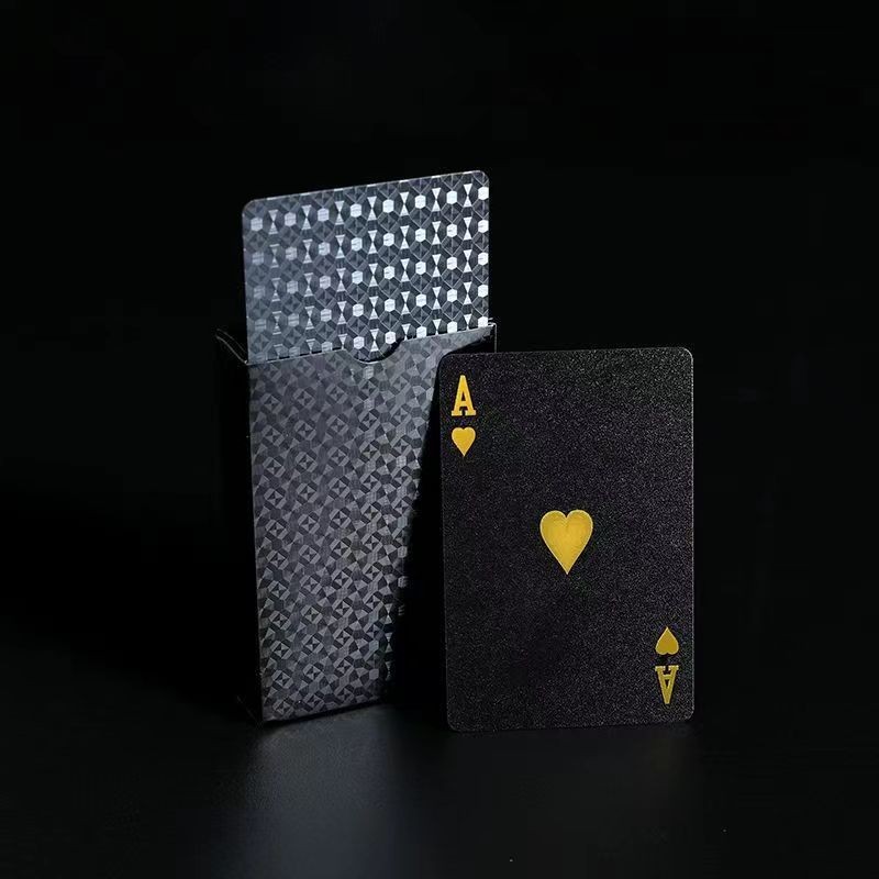 Kartu Remi Anti Air PVC Poker Plastik Hitam Foil Poker/ KARTU REMI POKER EMAS 24K GOLD FOIL Premium