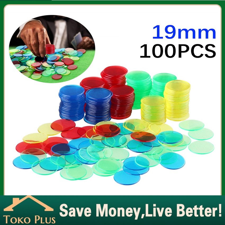100Pcs Chip/Koin Poker Bahan Plastik 24mm untuk Bermain Bingo/Game Keluarga Minicart Mahjong Chip