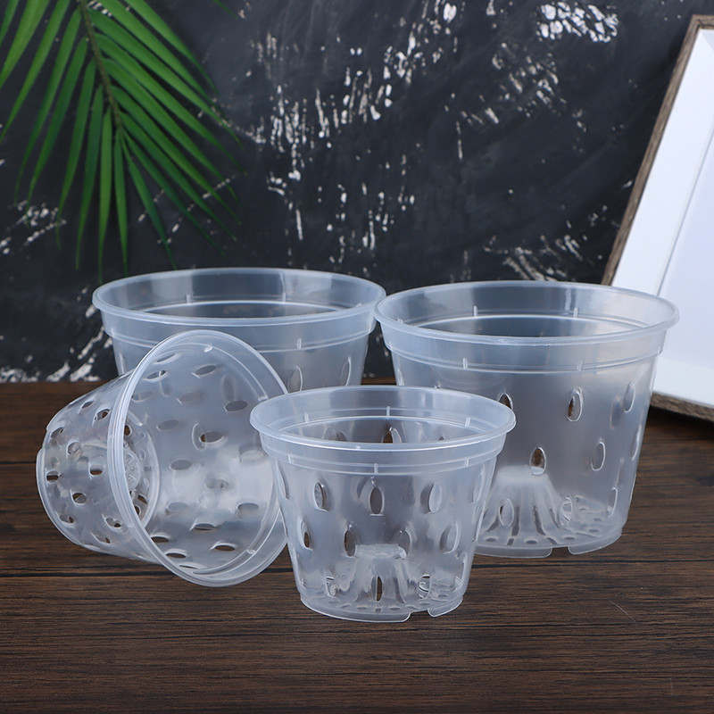 Pot Bunga Rumah Pot Drainase Penanam Taman dengan Lubang Keranjang Anggrek Transparan Wadah Pot Bung