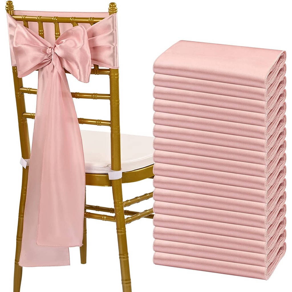 20 Buah/Set Penutup Kursi Satin DIY 17*275Cm Penutup Belakang Kursi Dekorasi Kursi Busur Romantis un