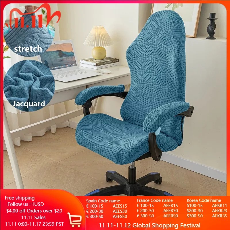 Sarung Kursi Gaming Jacquard Sarung Kursi Komputer Terpisah Dapat Dicuci Sarung Sandaran Tangan Peli