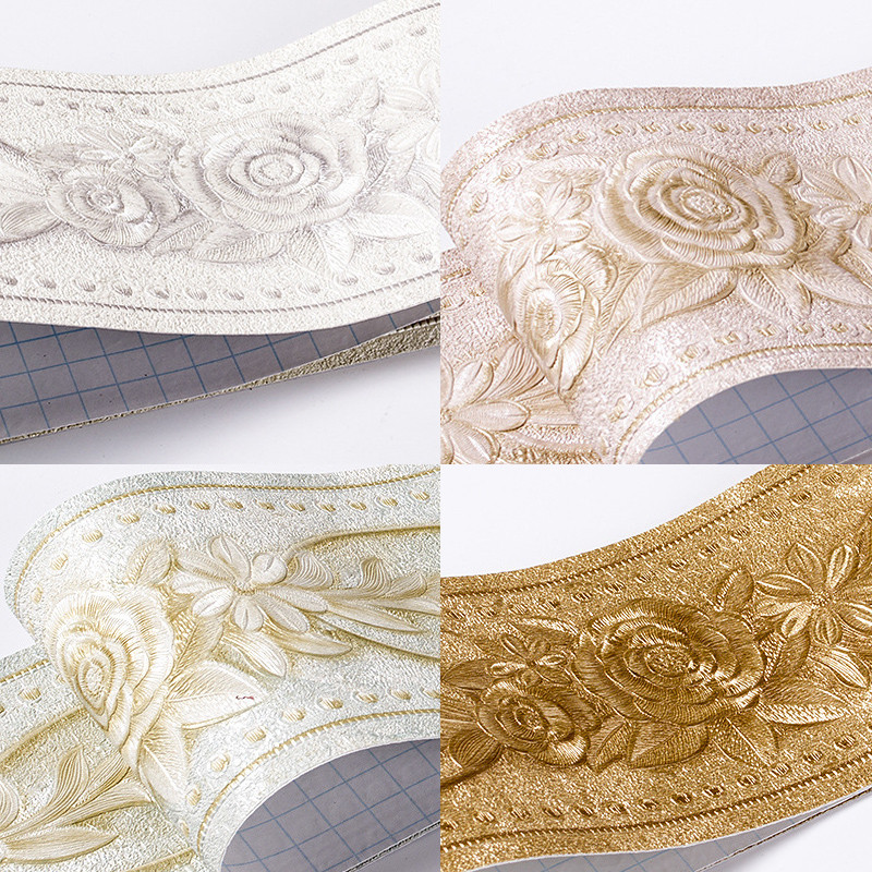 1Rol/Pak Stiker Dinding Tahan Air Batas Pinggang 3D Ubin Pedesaan Relief Ubin Ruang Tamu Kamar Mandi