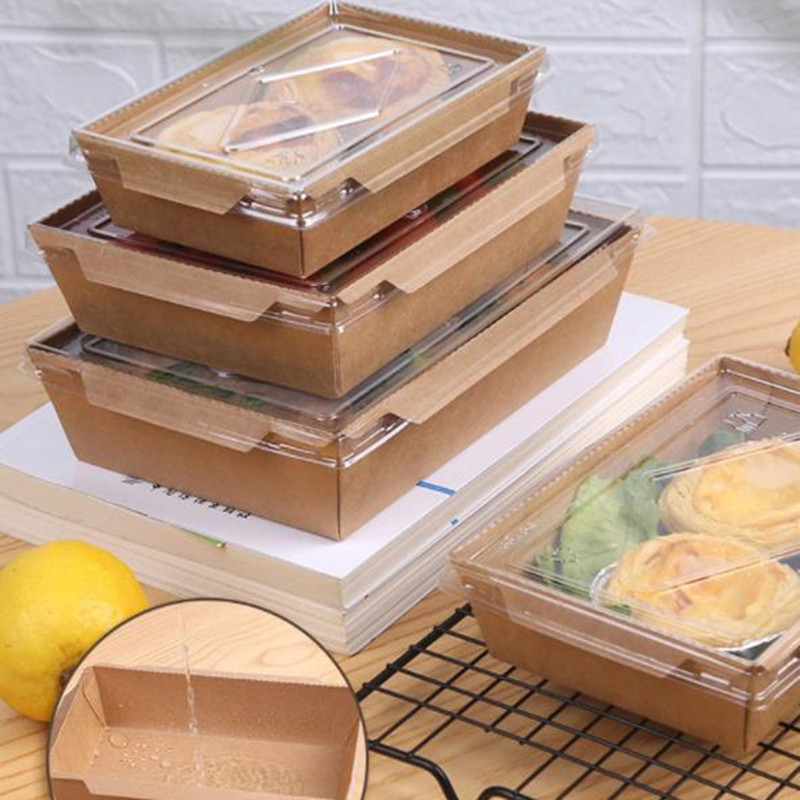 10 Buah Kotak Makan Siang Kertas Kraft Kotak Kemasan Makanan Bawa Pulang Kotak Makanan Sandwich Kue 