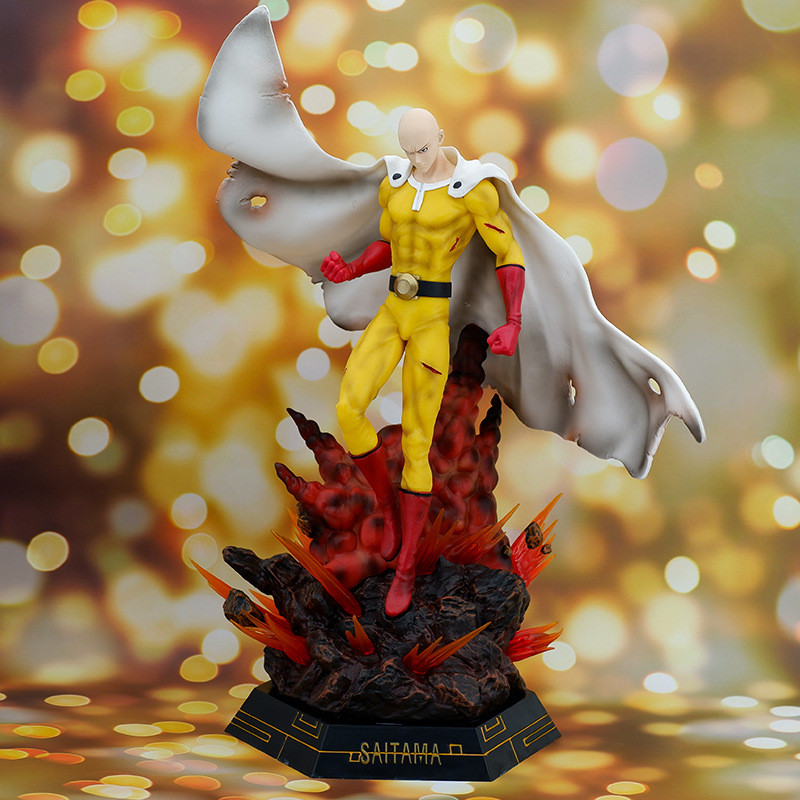 46Cm One Punch Man GK Saitama Anime Jepang PVC Figur Aksi Koleksi Model Dekorasi Mainan untuk Hadiah