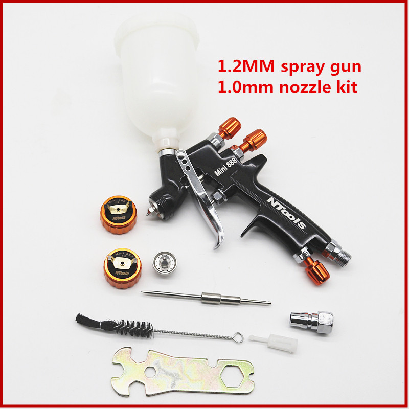 Pistol Semprot 1.2MM Kit Nosel 1.0MM Pistol Semprot Udara Tangki 400CC/250CC dengan Cangkir Pencampu