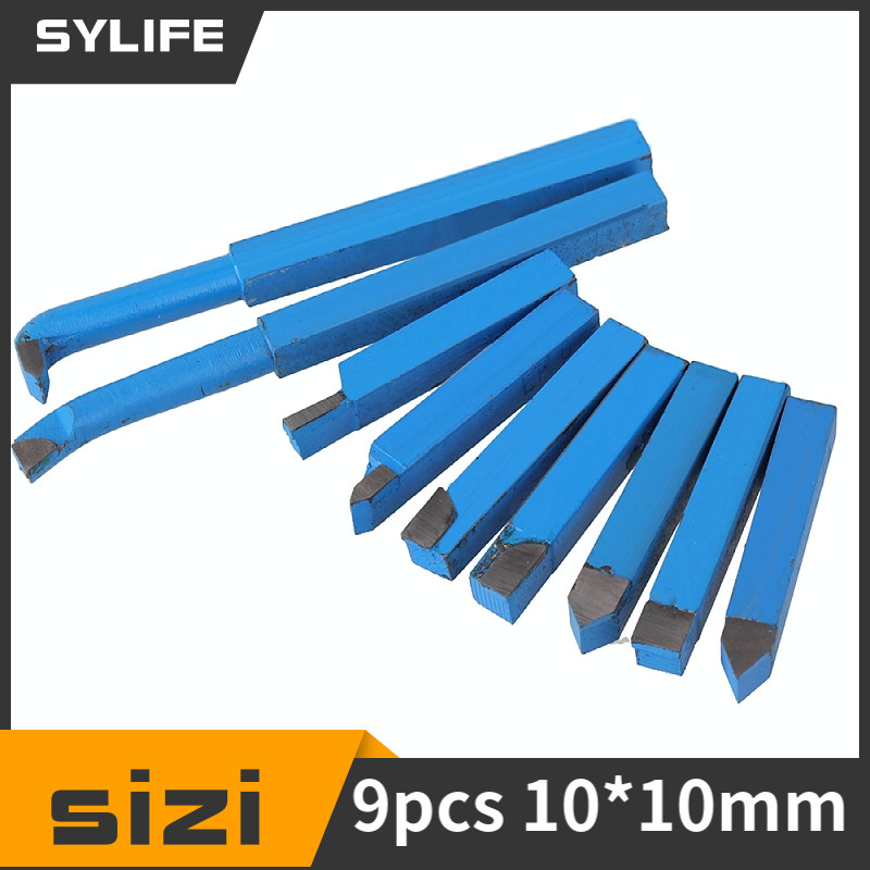 9x Alat Bubut Karbida Brazing Besi Bit Alat Aloi Biru 10X10MM