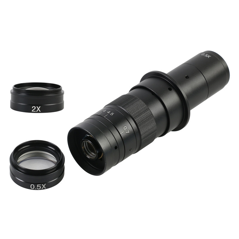 Lensa Dudukan C Zoom Pembesaran 5X-360X Dapat Disesuaikan Lensa Tambahan Barlow 0,5X 2,0X untuk Indu