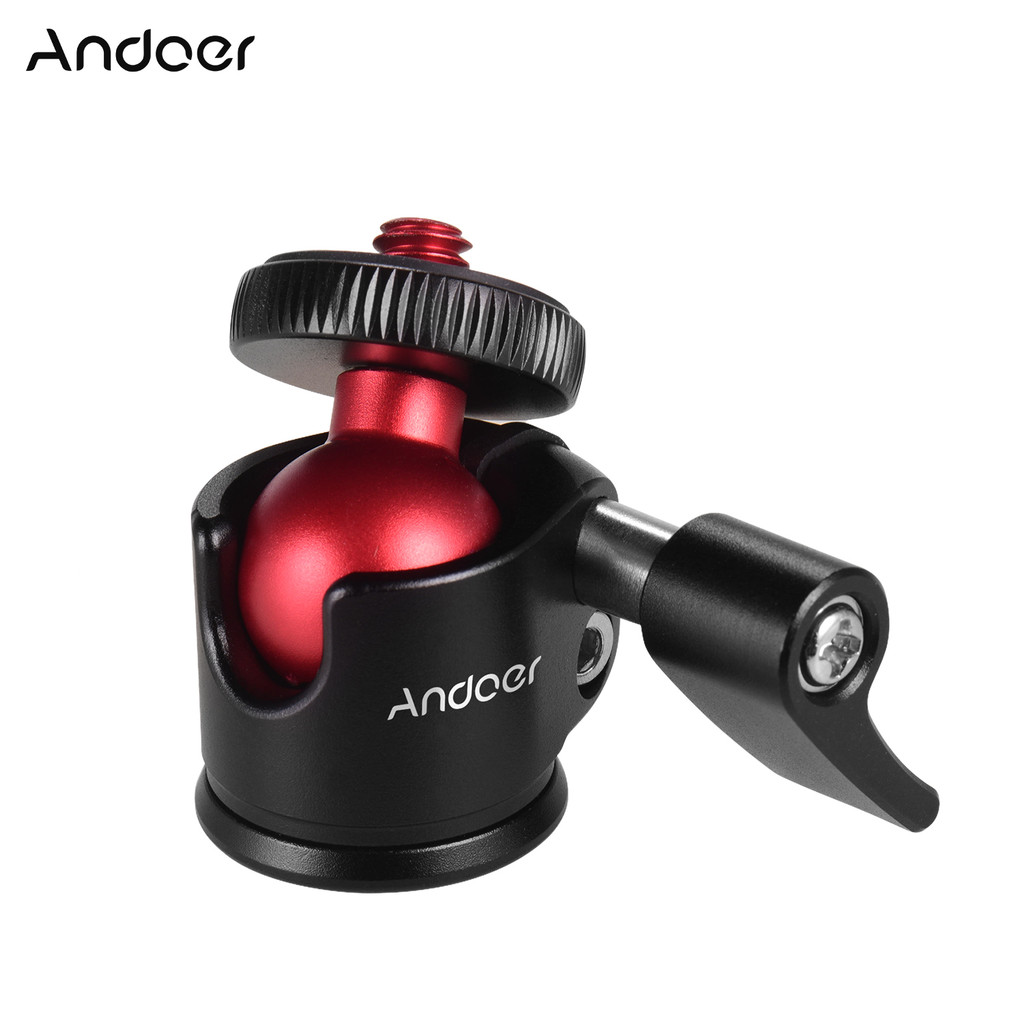 Andoer Kepala Bola Tripod Mini dengan Sekrup 1/4 Inci Tripod Kepala Bola Fotografi Aloi Aluminium Pu