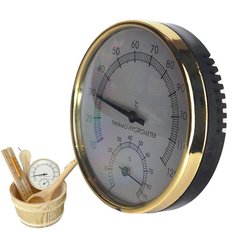 2 In 1 Termometer Sauna Higrometer Dial Besar Aluminium Aloi Pirometer Meteran Kelembapan Suhu untuk