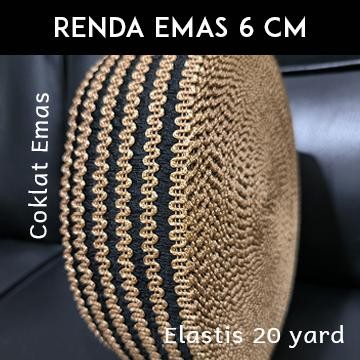 Renda Emas Elastis/Trimming Lace/Renda Lebar 6 Cm