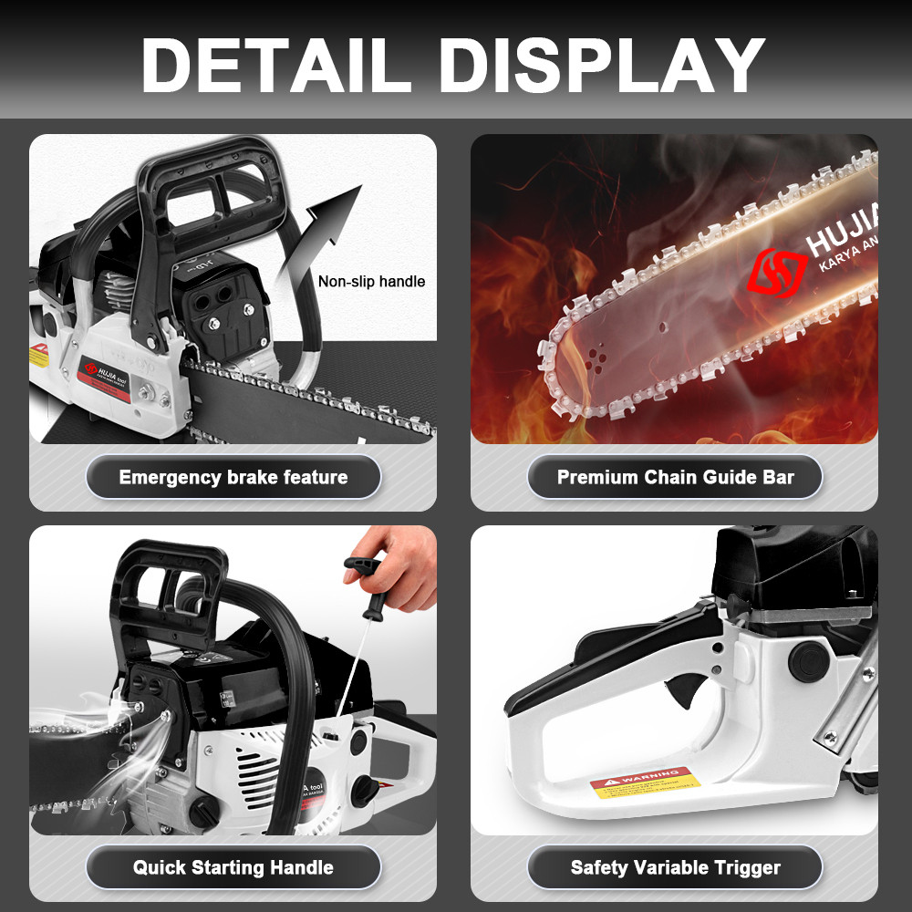 HUJIA 22inch Mesin sinso 2Tak Mesin Potong Kayu 58CC Mesin sinso senso Chainsaw 2Tak 22inch Gergaji