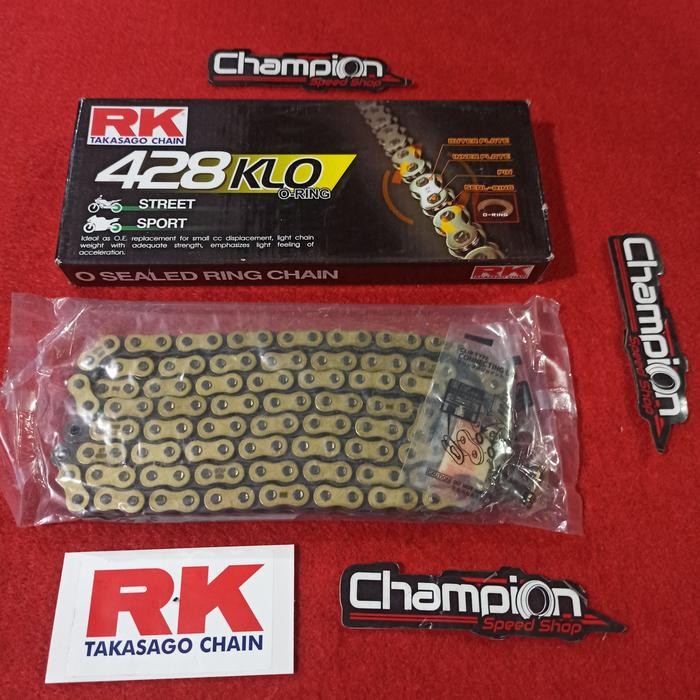Rantai Rk Takasago Chain O-Ring Oring Klo 428-130L 428-130 428 Gold