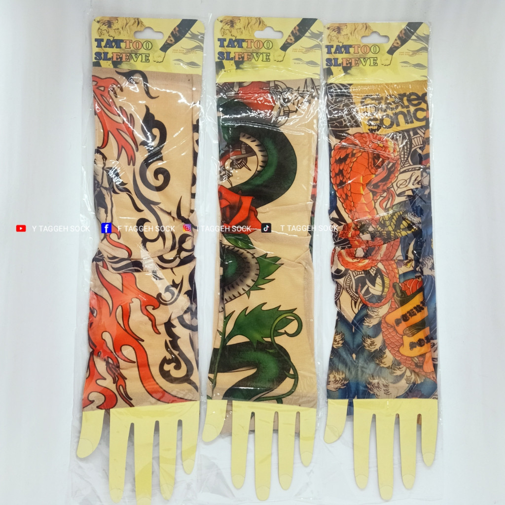 12 pasang SARUNG LENGAN MOTIF GAMBAR MANSET TATO