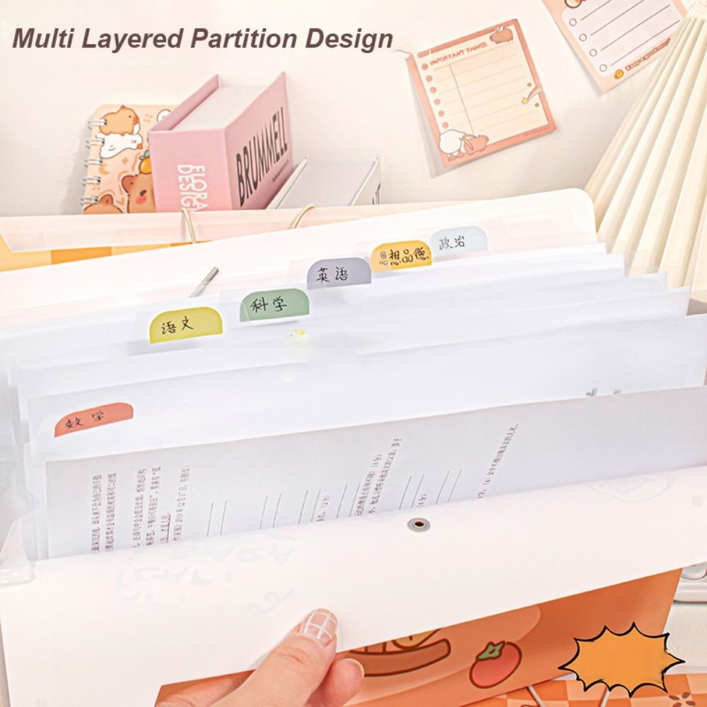 

New Capybara A4 File Folder Waterproof Test Paper Storage Folder 8/12 Pockets File Organizer Document Bag Envelope Folder