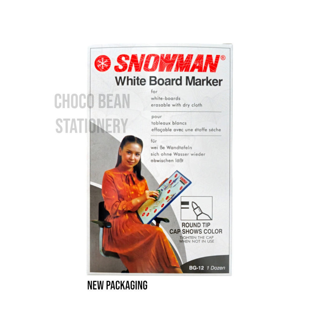 

[ 1 Box ] Spidol Whiteboard Snowman BG-12 / Spidol Papan Tulis Snowman BG12
