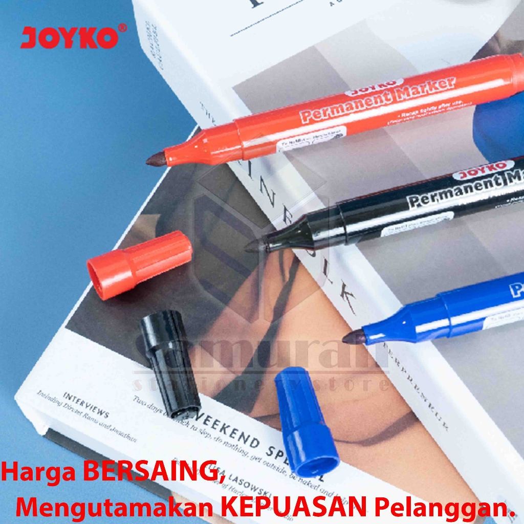 

Spidol Permanent Marker Joyko PM 34 Hitam / Pm 35 Biru / PM 36 Merah Bisa Refill isi Ulang - Per