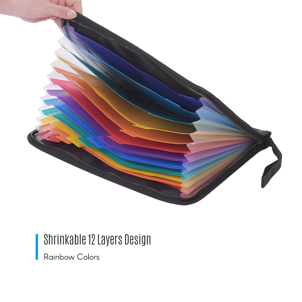 

Fireproof Waterproof Safe Document Bags A4 Size Expandable File Folder Double Zippers 12 Pockets Accordian File Organizer